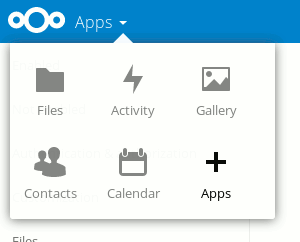 Screenshot of the Nextcloud app menu