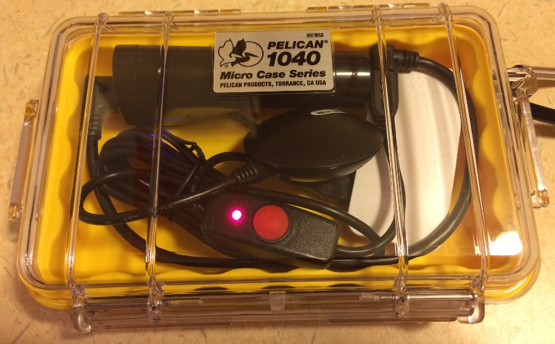 Closed Pelican case with Raspberry Pi W and GPS componenets